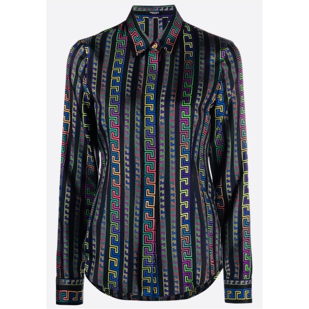 Versace Greca Neon Silk Shirt